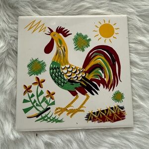 Rooster Hand Painted Ceramic Tile
